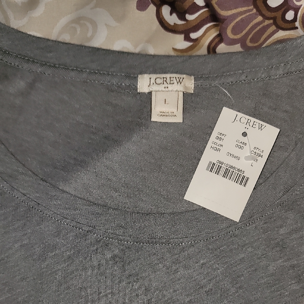 J. Crew Heather Gray One Pocjet T-Shirt Dress Sz: L NWT - Picture 8 of 8